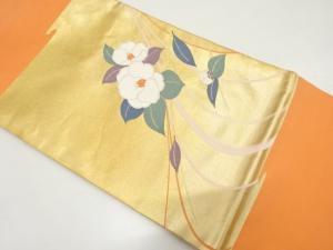 椿模様織り出し　名古屋帯